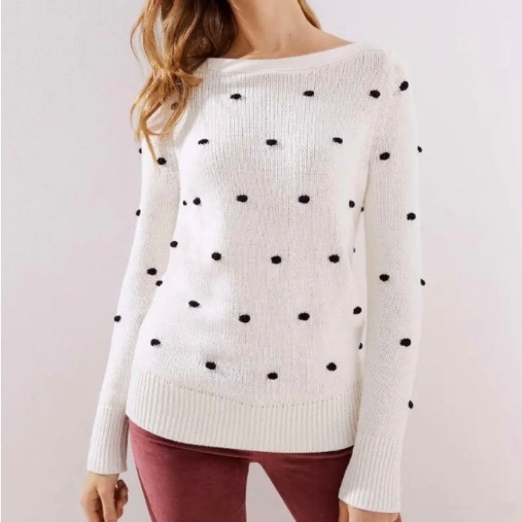 Ann Taylor LOFT Polka Dot Bobble Sweater. - Picture 1 of 5